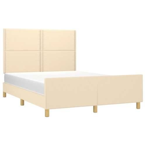 Okvir za krevet bez madraca krem 140 x 190 cm od tkanine - Krema 140 x 190 cm Obično s čavlima Cijena