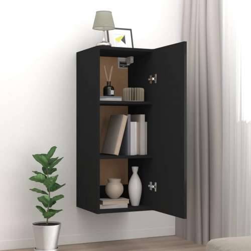 Viseći zidni ormarić crni 34,5 x 34 x 90 cm konstruirano drvo - Crna 1 Cijena