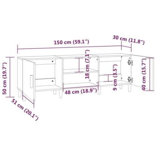TV ormarić crni 150 x 30 x 50 cm od konstruiranog drva - Crna 1 Cijena