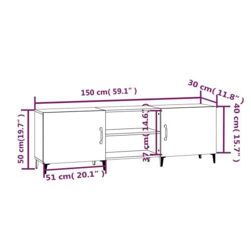 TV ormarić bijeli 150 x 30 x 50 cm od konstruiranog drva - Bijela 1 Cijena