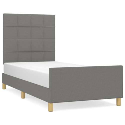 Okvir za krevet bez madraca tamnosivi 90x190 cm od tkanine - Tamno siva 90 x 190 cm Blok s kvadratima Cijena