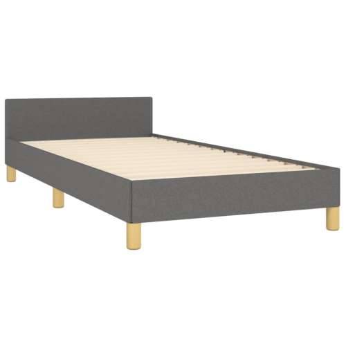 Okvir za krevet bez madraca tamnosivi 90x190 cm od tkanine - Tamno siva 90 x 190 cm Blok s kvadratima Cijena