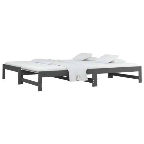 Dnevni ležaj na izvlačenje sivi 2x(90x200) cm masivna borovina - Siva 90 x 200 cm Cijena