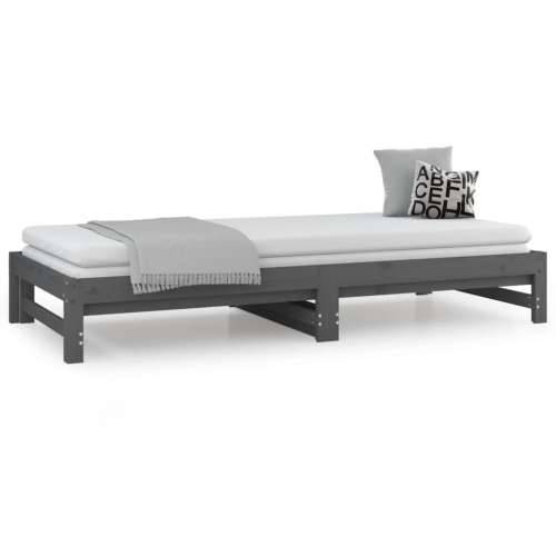 Dnevni ležaj na izvlačenje sivi 2x(90x200) cm masivna borovina - Siva 90 x 200 cm Cijena