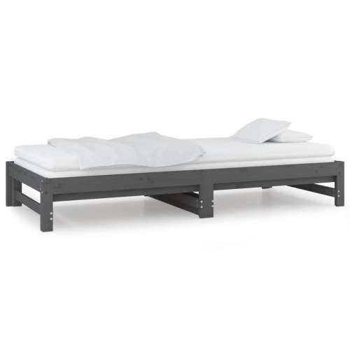 Dnevni ležaj na izvlačenje sivi 2x(90x200) cm masivna borovina - Siva 90 x 200 cm Cijena