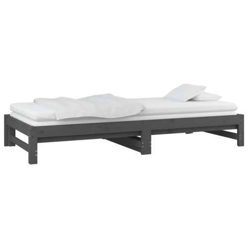 Dnevni ležaj na izvlačenje sivi 2x(90x200) cm masivna borovina - Siva 90 x 200 cm Cijena