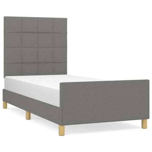 Okvir za krevet bez madraca tamnosivi 90x200 cm od tkanine - Tamno siva 90 x 200 cm Blok s kvadratima Cijena