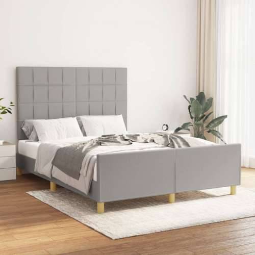 Okvir za krevet bez madraca svjetlosivi 140 x 190 cm od tkanine - Svjetlosiva 140 x 190 cm Blok s kvadratima Cijena
