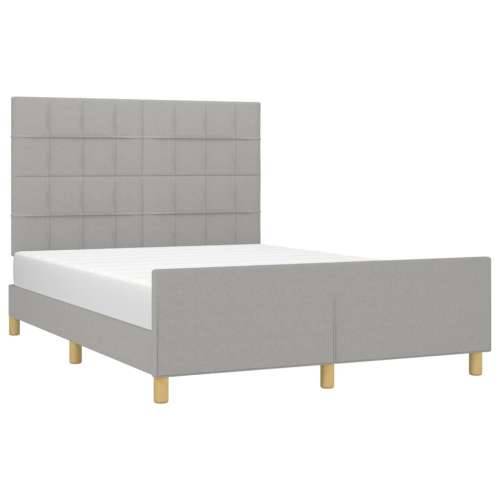 Okvir za krevet bez madraca svjetlosivi 140 x 190 cm od tkanine - Svjetlosiva 140 x 190 cm Blok s kvadratima Cijena