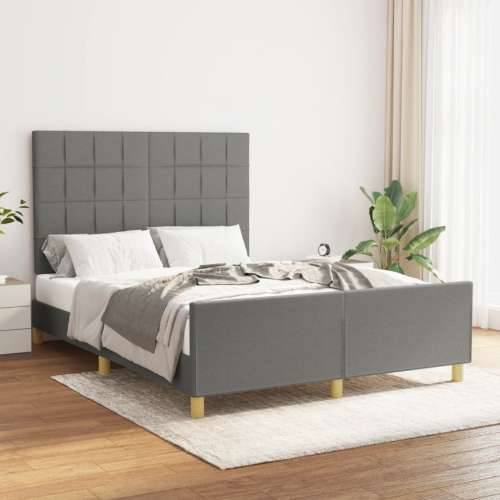 Okvir za krevet bez madraca tamnosivi 140 x 190 cm od tkanine - Tamno siva 140 x 190 cm Blok s kvadratima Cijena