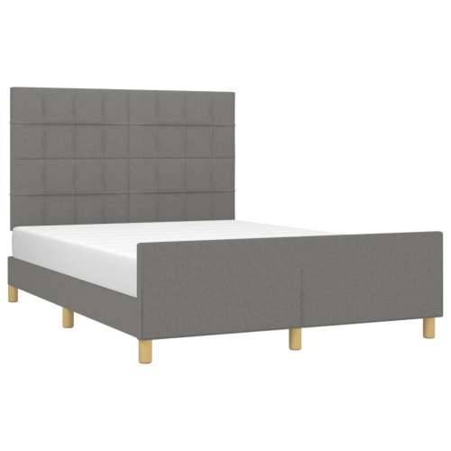 Okvir za krevet bez madraca tamnosivi 140 x 190 cm od tkanine - Tamno siva 140 x 190 cm Blok s kvadratima Cijena