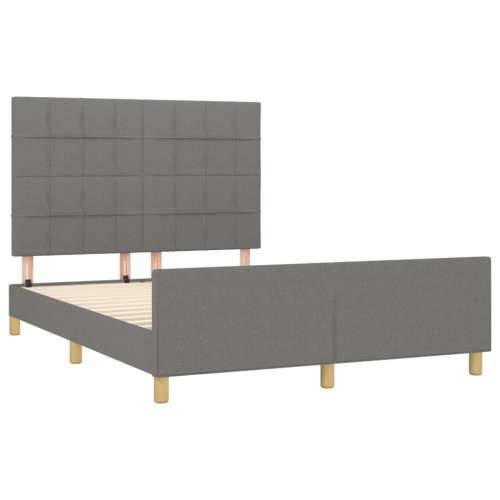 Okvir za krevet bez madraca tamnosivi 140 x 190 cm od tkanine - Tamno siva 140 x 190 cm Blok s kvadratima Cijena