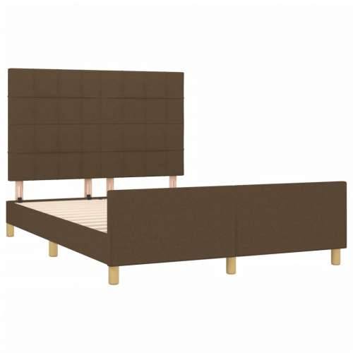 Okvir za krevet bez madraca tamnosmeđi 140 x 190 cm od tkanine - Tamno smeđa 140 x 190 cm Blok s kvadratima Cijena