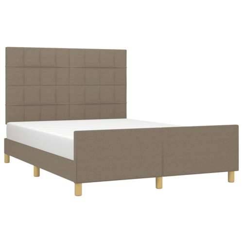 Okvir za krevet bez madraca smeđesivi 140 x 190 cm od tkanine - Sivo-smeđa 140 x 190 cm Blok s kvadratima Cijena