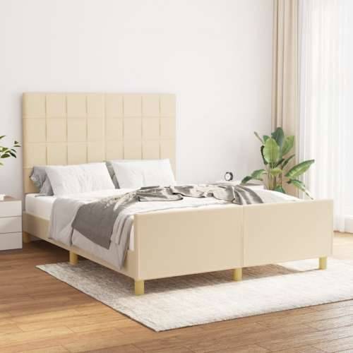 Okvir za krevet bez madraca krem 140 x 190 cm od tkanine - Krema 140 x 190 cm Blok s kvadratima Cijena