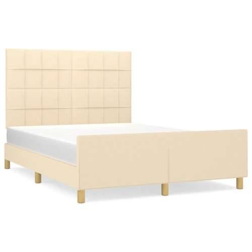 Okvir za krevet bez madraca krem 140 x 190 cm od tkanine - Krema 140 x 190 cm Blok s kvadratima Cijena