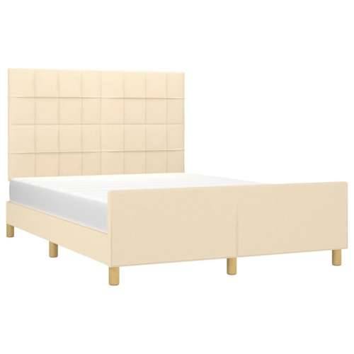 Okvir za krevet bez madraca krem 140 x 190 cm od tkanine - Krema 140 x 190 cm Blok s kvadratima Cijena
