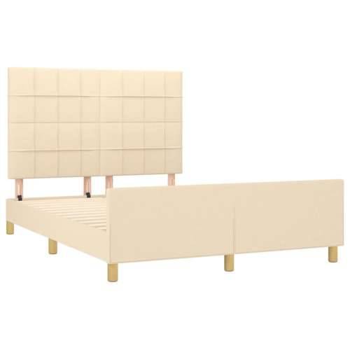 Okvir za krevet bez madraca krem 140 x 190 cm od tkanine - Krema 140 x 190 cm Blok s kvadratima Cijena