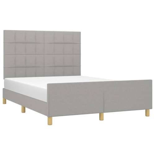 Okvir za krevet bez madraca svjetlosivi 140x200 cm od tkanine - Svjetlosiva 140 x 200 cm Blok s kvadratima Cijena