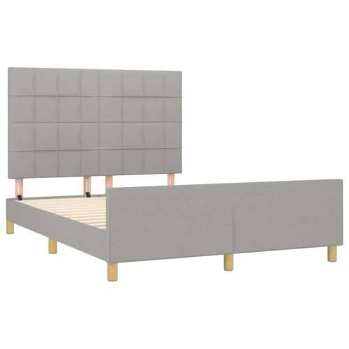 Okvir za krevet bez madraca svjetlosivi 140x200 cm od tkanine - Svjetlosiva 140 x 200 cm Blok s kvadratima Cijena