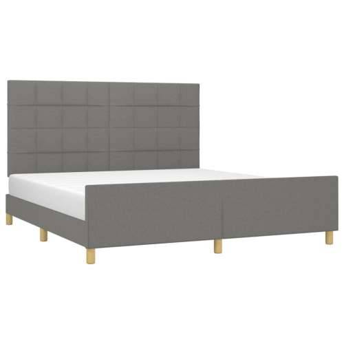 Okvir za krevet bez madraca tamnosivi 160x200 cm od tkanine - Tamno siva 160 x 200 cm Blok s kvadratima Cijena