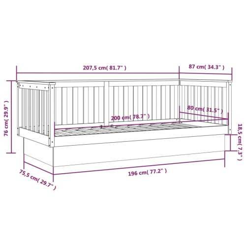 Dnevni ležaj smeđa boja meda 80 x 200 cm od masivne borovine - boja meda 80 x 200 cm Cijena