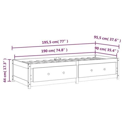 Dnevni krevet 90 x 190 cm mali masivna borovina - Prirodna 90 x 190 cm Cijena