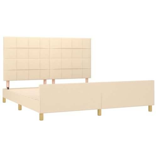 Okvir za krevet bez madraca krem 160x200 cm od tkanine - Krema 160 x 200 cm Blok s kvadratima Cijena
