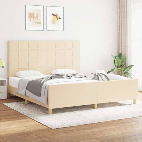 Okvir za krevet bez madraca krem 180 x 200 cm od tkanine - Krema 180 x 200 cm Blok s kvadratima Cijena