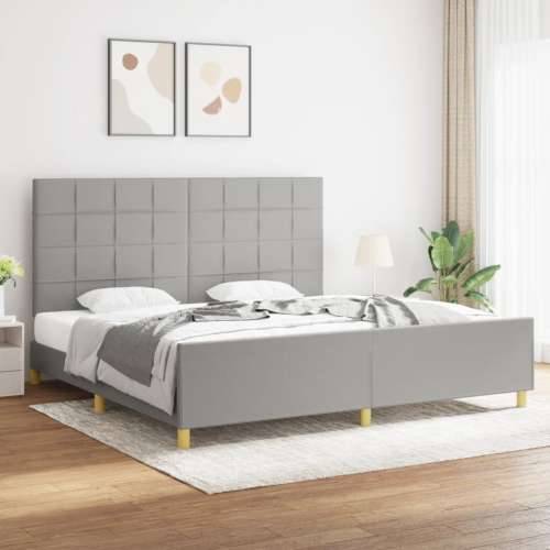 Okvir za krevet bez madraca svjetlosivi 200 x 200 cm od tkanine - Svjetlosiva 200 x 200 cm Blok s kvadratima Cijena