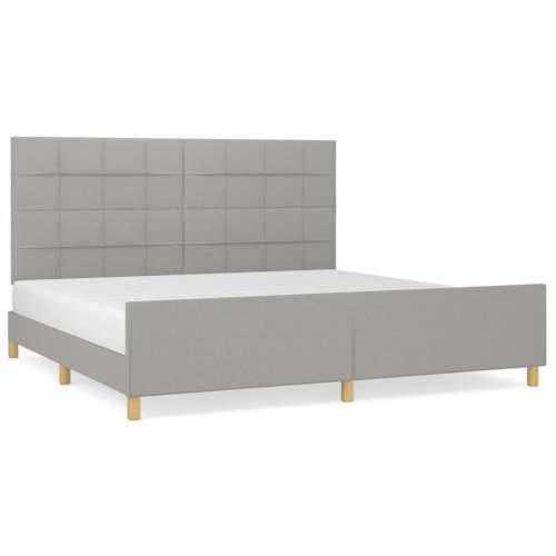 Okvir za krevet bez madraca svjetlosivi 200 x 200 cm od tkanine - Svjetlosiva 200 x 200 cm Blok s kvadratima Cijena