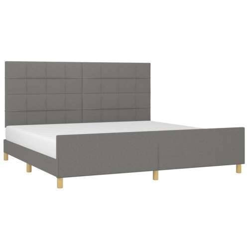 Okvir za krevet bez madraca tamnosivi 200x200 cm od tkanine - Tamno siva 200 x 200 cm Blok s kvadratima Cijena