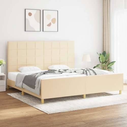 Okvir za krevet bez madraca krem 200x200 cm od tkanine - Krema 200 x 200 cm Blok s kvadratima Cijena