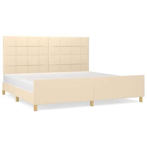 Okvir za krevet bez madraca krem 200x200 cm od tkanine - Krema 200 x 200 cm Blok s kvadratima Cijena