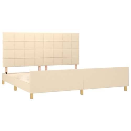 Okvir za krevet bez madraca krem 200x200 cm od tkanine - Krema 200 x 200 cm Blok s kvadratima Cijena