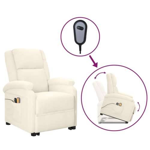 Električna masažna fotelja na podizanje od umjetne kože krem Cijena