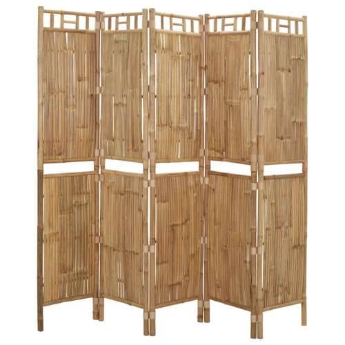 Paravan - Sobna pregrada s 5 panela od bambusa 200 x 180 cm - 200 x 180 cm 1 Cijena