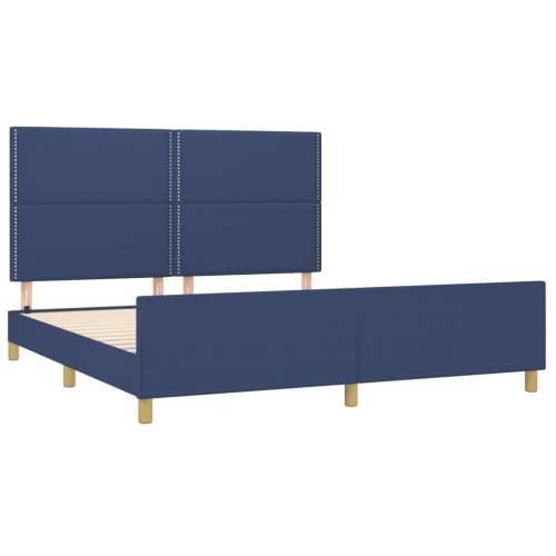 Okvir za krevet bez madraca plavi 160x200 cm od tkanine - Plava 160 x 200 cm Obično s čavlima Cijena