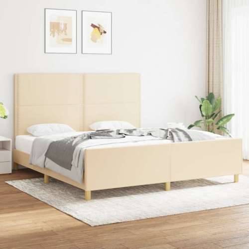 Okvir za krevet bez madraca krem 180 x 200 cm od tkanine - Krema 180 x 200 cm Obično s čavlima Cijena