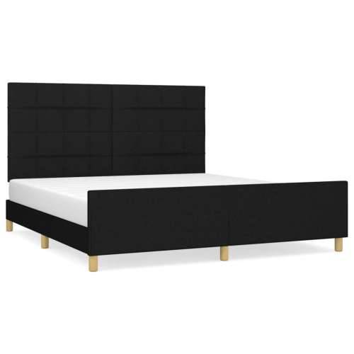 Okvir kreveta bez madraca crni 180x200 cm od tkanine - Crna 180 x 200 cm Blok s kvadratima Cijena