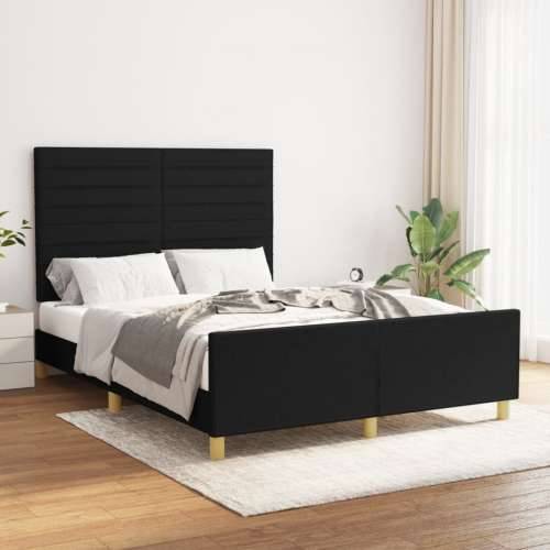 Okvir za krevet bez madraca crni 140 x 190 cm od tkanine - Crna 140 x 190 cm vodoravne pruge Cijena
