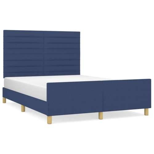 Okvir za krevet bez madraca plavi 140 x 190 cm od tkanine - Plava 140 x 190 cm vodoravne pruge Cijena