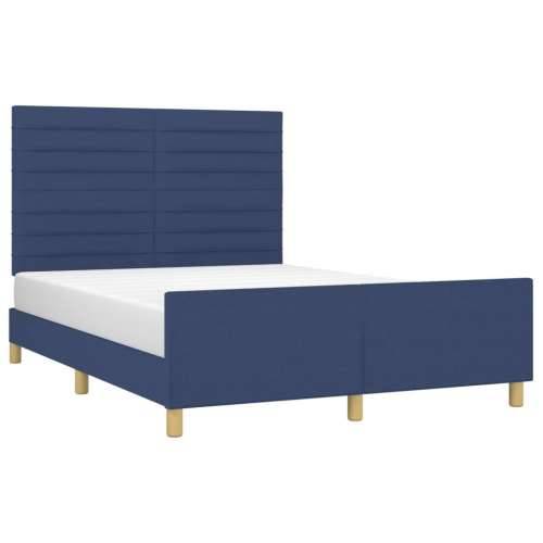 Okvir za krevet bez madraca plavi 140 x 190 cm od tkanine - Plava 140 x 190 cm vodoravne pruge Cijena