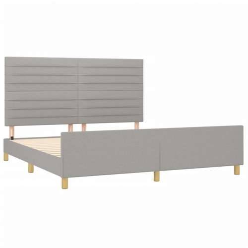 Okvir za krevet bez madraca svjetlosivi 160 x 200 cm od tkanine - Svjetlosiva 160 x 200 cm vodoravne pruge Cijena