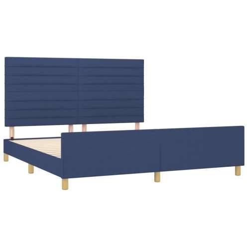 Okvir za krevet bez madraca plavi 160x200 cm od tkanine - Plava 160 x 200 cm vodoravne pruge Cijena