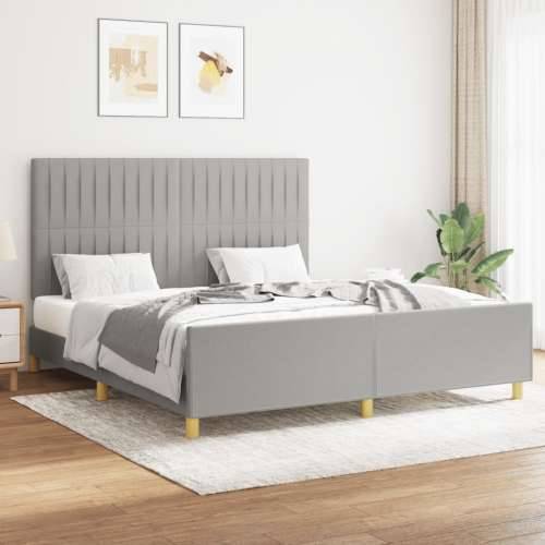 Okvir za krevet bez madraca svjetlosivi 160 x 200 cm od tkanine - Svjetlosiva 160 x 200 cm Okomite pruge Cijena