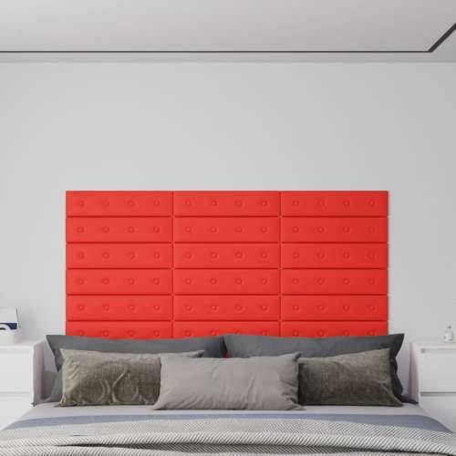 Zidne ploče od umjetne kože 12 kom crvene 60 x 15 cm 1,08 m² - Crvena 60 x 15 cm 12 Cijena