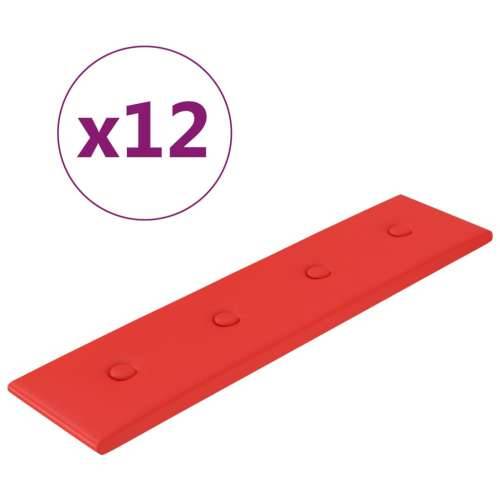 Zidne ploče od umjetne kože 12 kom crvene 60 x 15 cm 1,08 m² - Crvena 60 x 15 cm 12 Cijena
