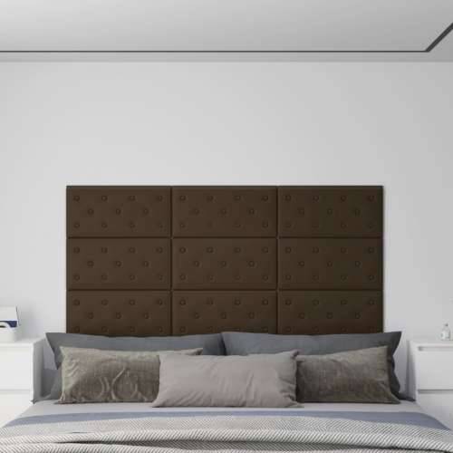 Zidne ploče od umjetne kože 12 kom smeđe 60 x 30 cm 2,16 m²
