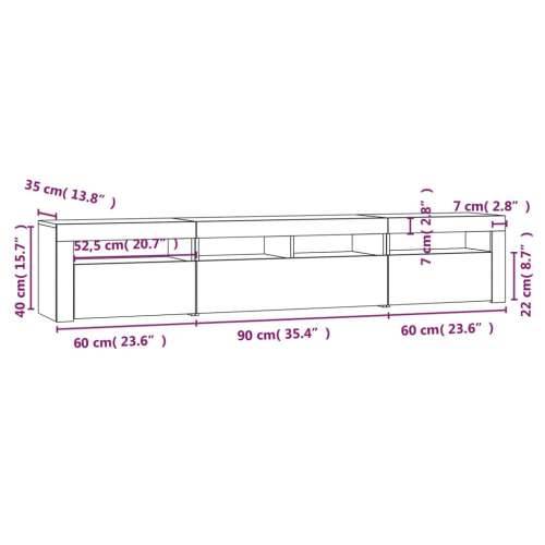 TV ormarić s LED svjetlima boja hrasta sonome 210x35x40 cm - sonoma hrast 1 210 cm Cijena